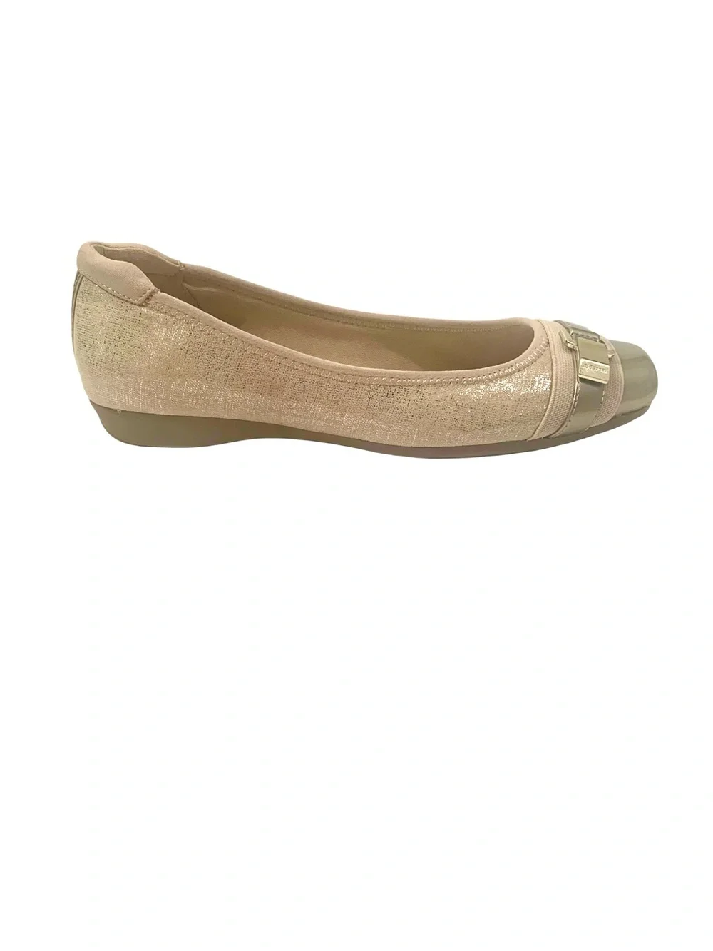 Anne Klein Sport Nude Gold Shimmer Ballet Flats